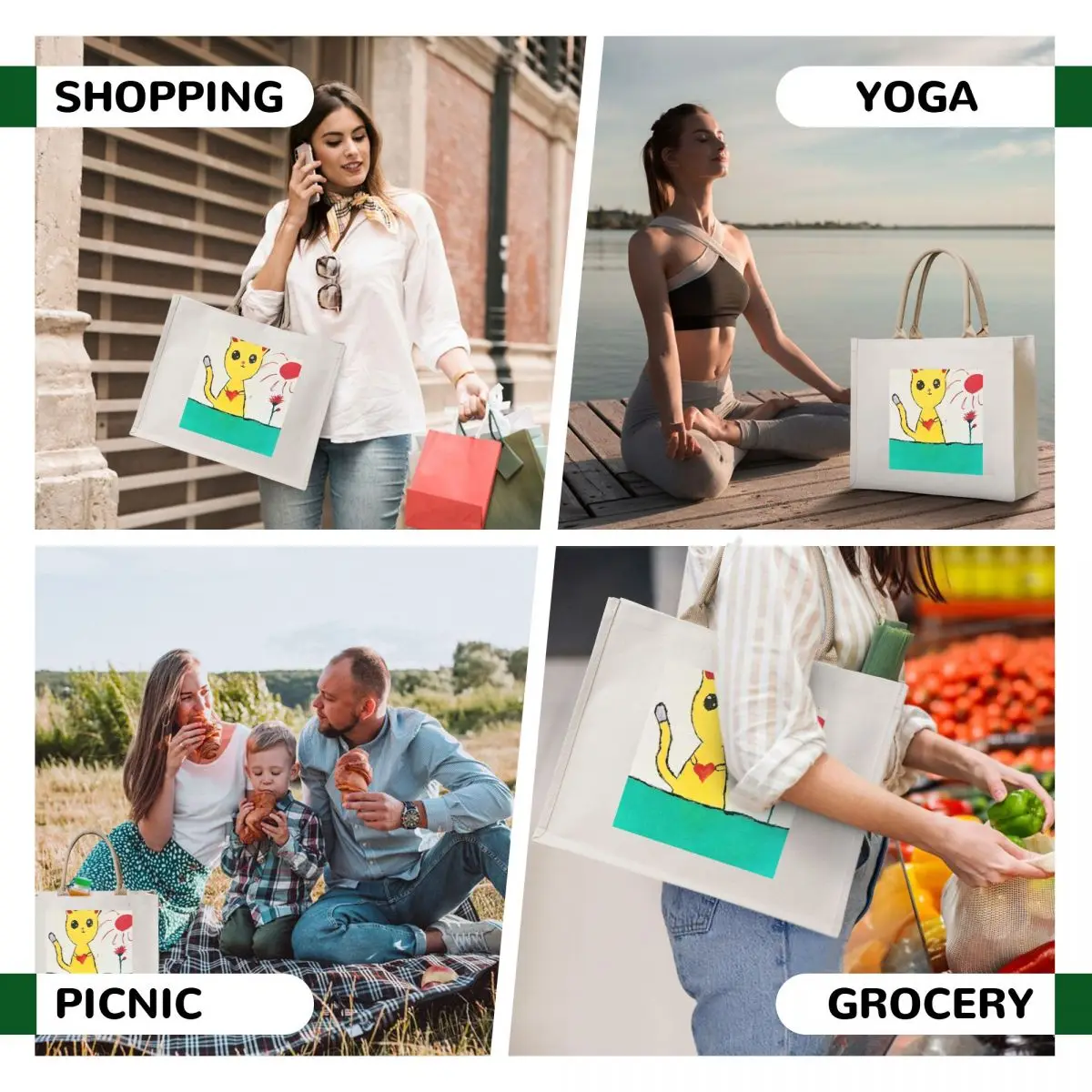 Love Cat Tote Bag eco bag folding tote bag men's luxury women
