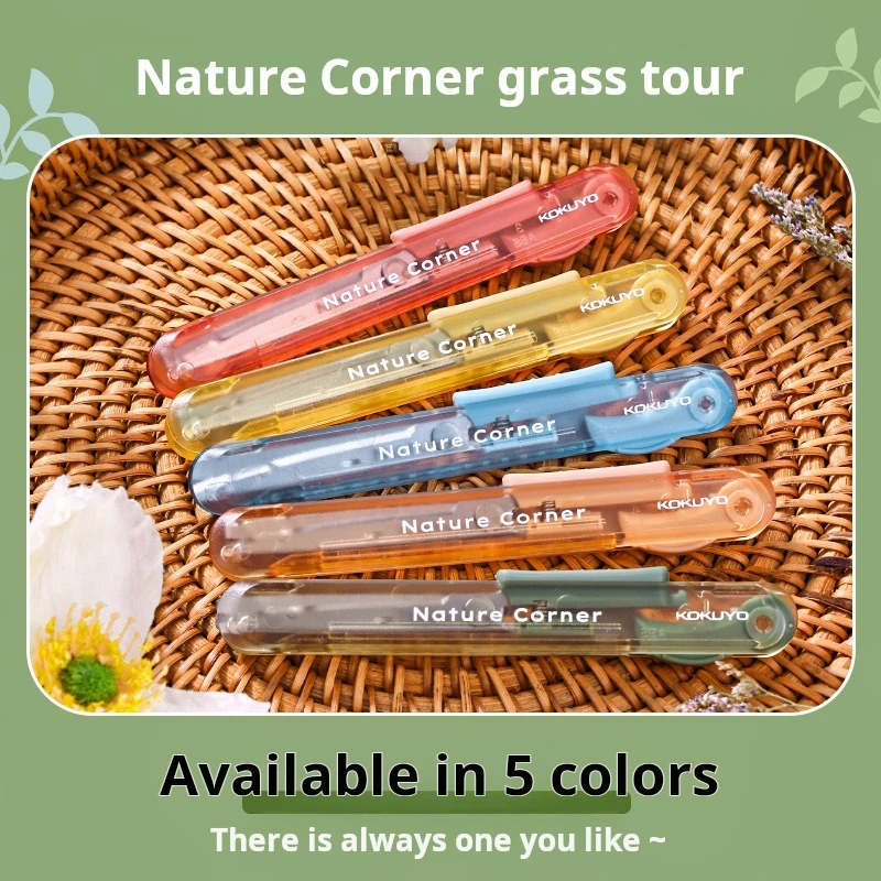 1 ชิ้น KOKUYO Nature Corne สีโปร่งใสแบบพกพากรรไกรพับมีดกล่องเปิดปากกาขนาดเล็กแบบพับเก็บได้กรรไกร
