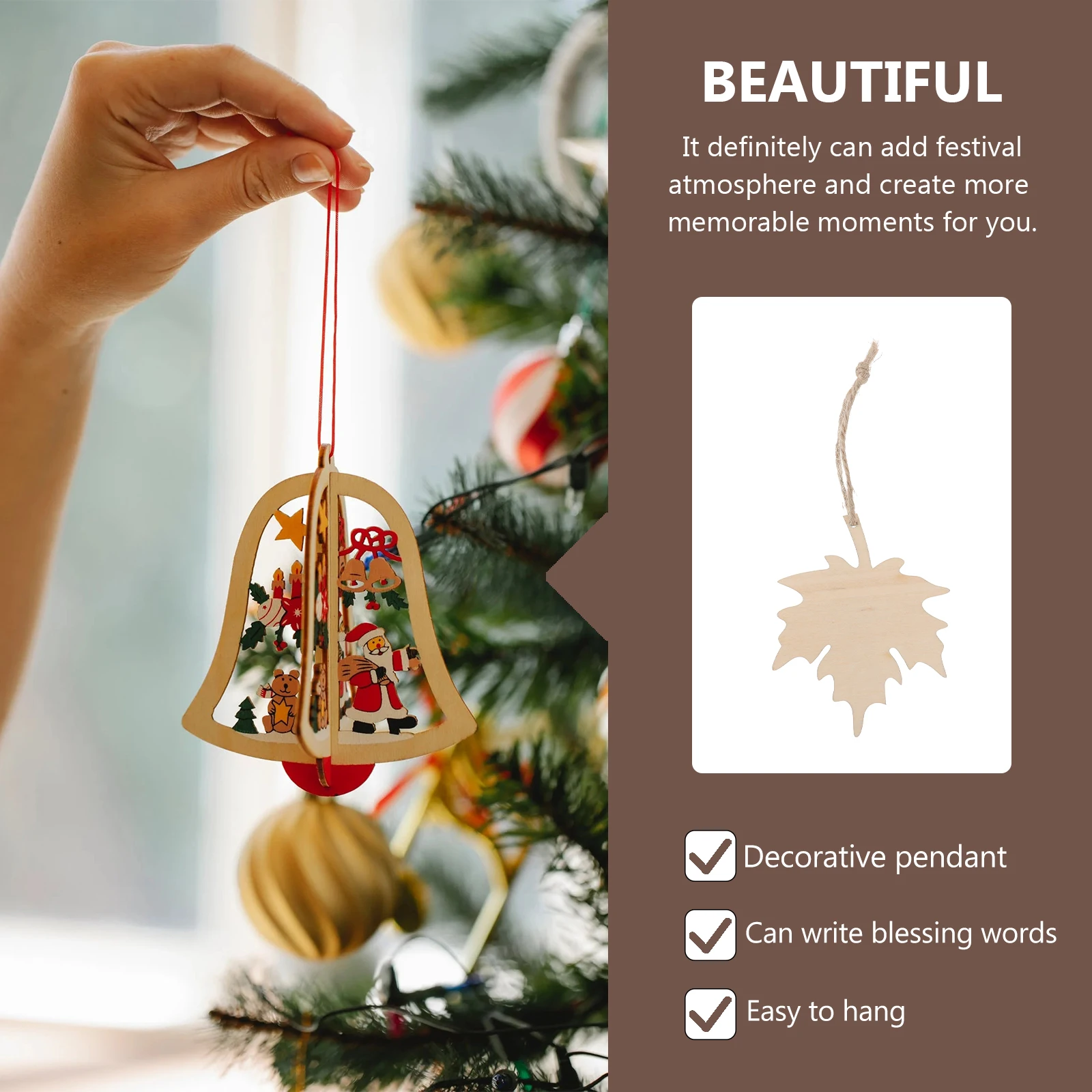 

1 set Maple Leaf Tags Diy Hanging Ornaments Thanksgiving Wooden Gift Tags Autumn Festival Leaf Hanging Decor Wooden Cutouts Home