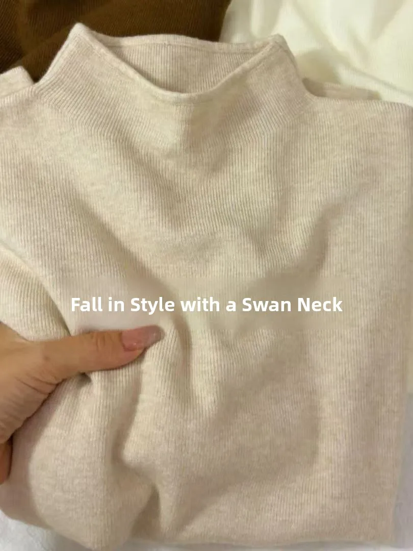 

Soft Cozy Long Sleeve Knitted Base Shirt Women's Winter Sweater Autumn Korean Simple Top Inner Wear Elegant Loose Fit Pure Color