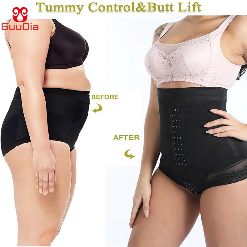 GUUDIA Tummy Control Panties Open Crotch Women Body Shapers Women Shapewear Slimming Panties Waist Trainer Postpartum Girdle Lac