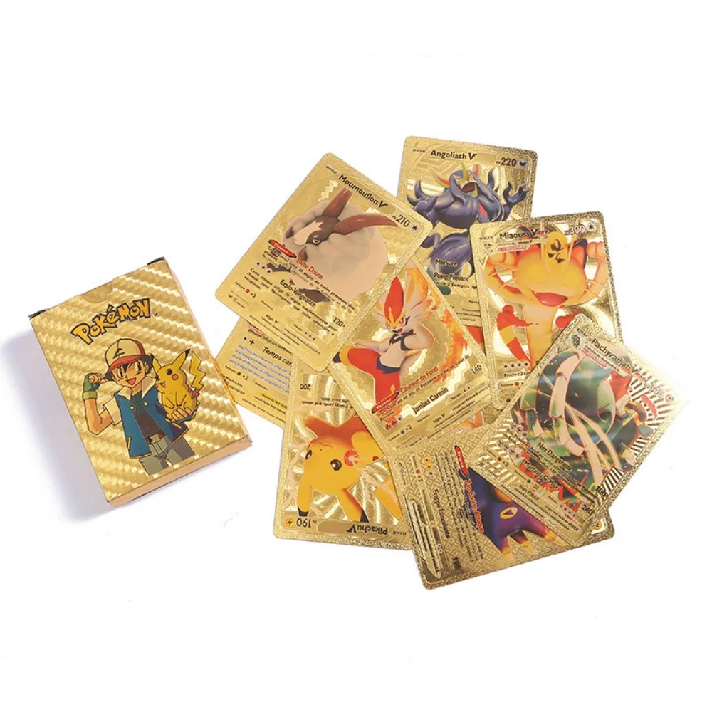 55pcs Pokemon Card French Gold Foil Card Collection Cards Game Battle Carte Trading Children Toy