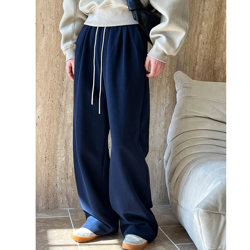 2024 Women Autumn Long Straight Pants High Waist Cotton Pants Stretch Waist Fashion Clothes White Pants Female Long Trousers