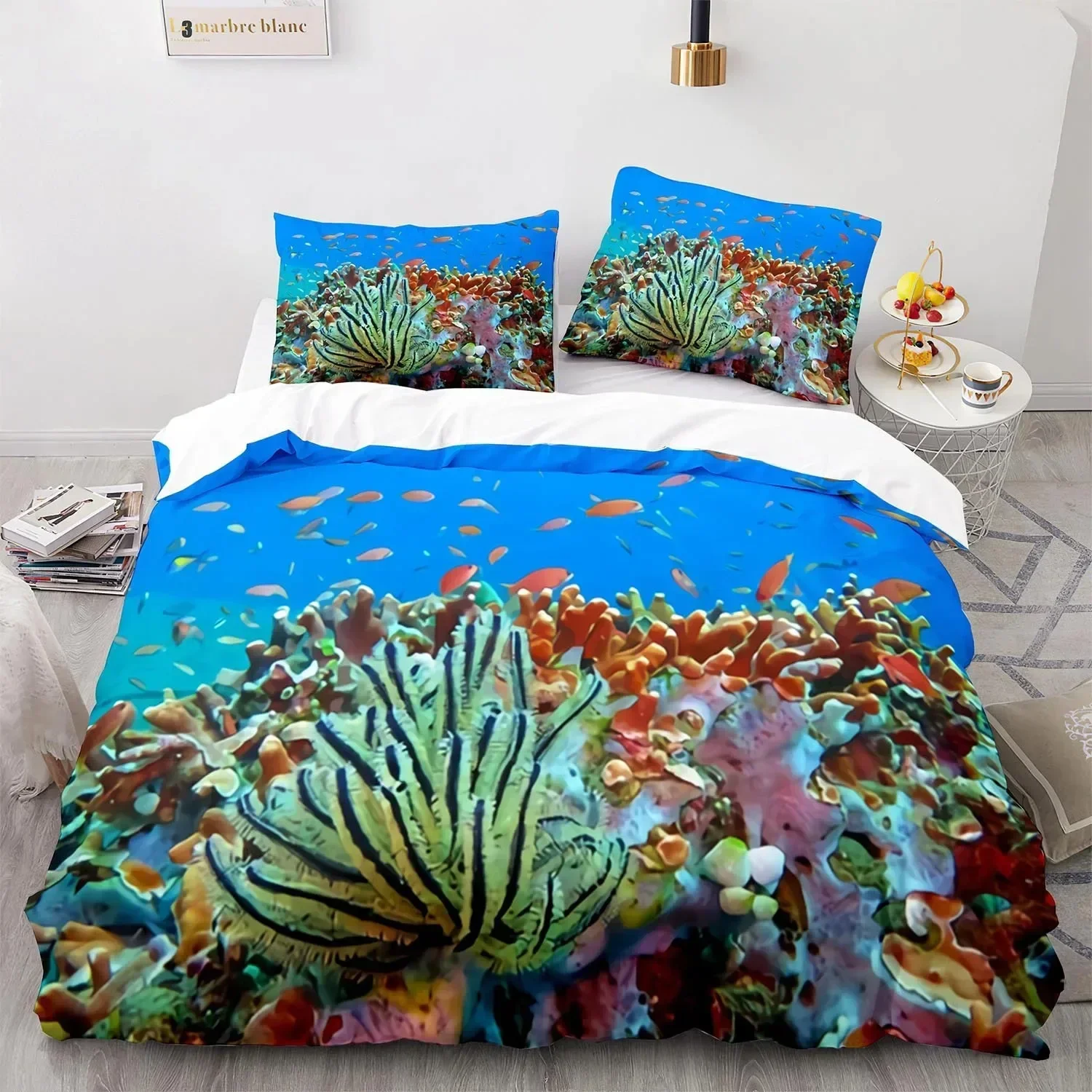 Luxury New 3D Print Underwater World Marine Animals 3D Duvet Cover Bedding Set Pillowcases Home Decor Single Double King Queen