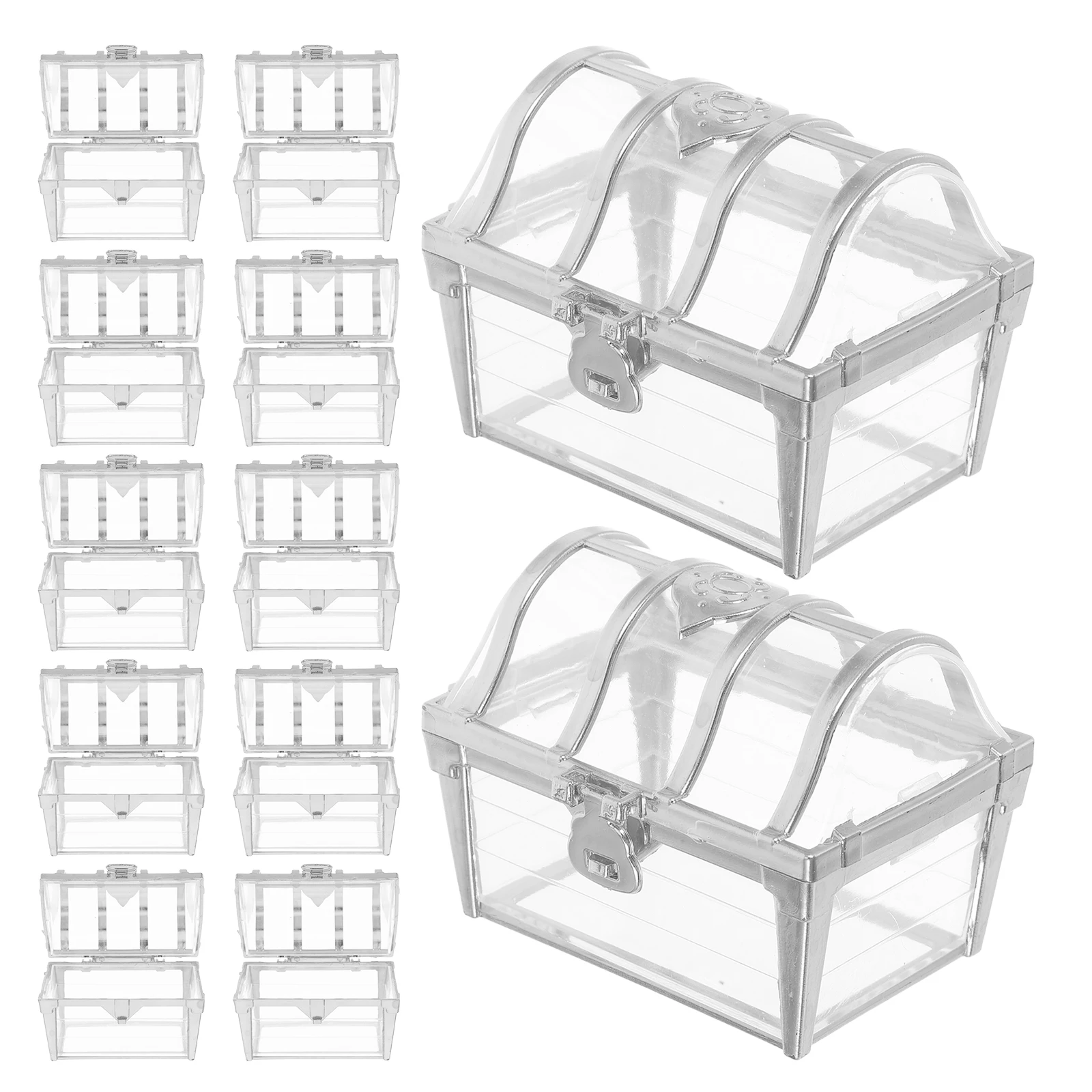 

12pcs Treasure Chest Candy Box Transparent Golden Treasure Chest Candy Box Party Favor Boxes Decorative Storage Jewelry Small