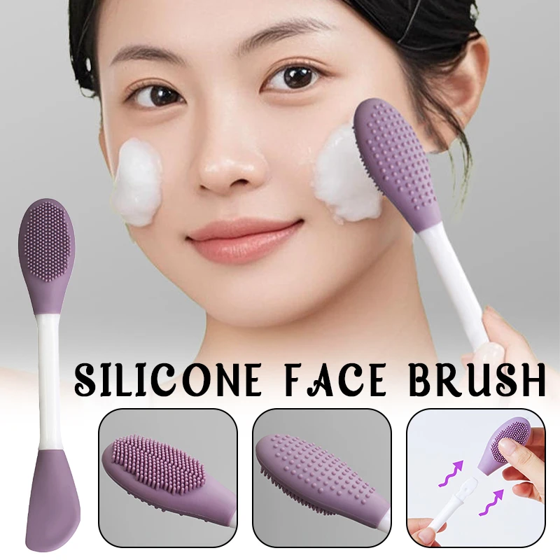 1pc Double-Headed Silicone Facial Mask Brush Lotion Spatula Mud Mask Applicator Soft Head Face Cleansing Brush Skin Care Tool