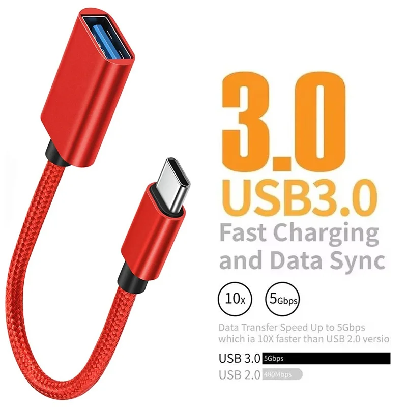 Type C Male To USB Female Cable Compact Charging Data Cord Travel Phone Adapter Gear For Office Travel Data Transfer Supplies