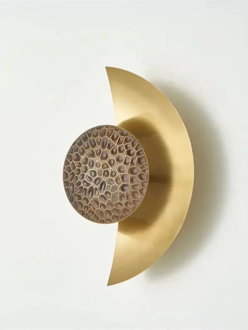 Modern Decorative Wall Lamp, Golden Circular Wall Lamp, Nordic Living Room Creative Design Bedroom Bedside Lamp Hotel Aisle Art