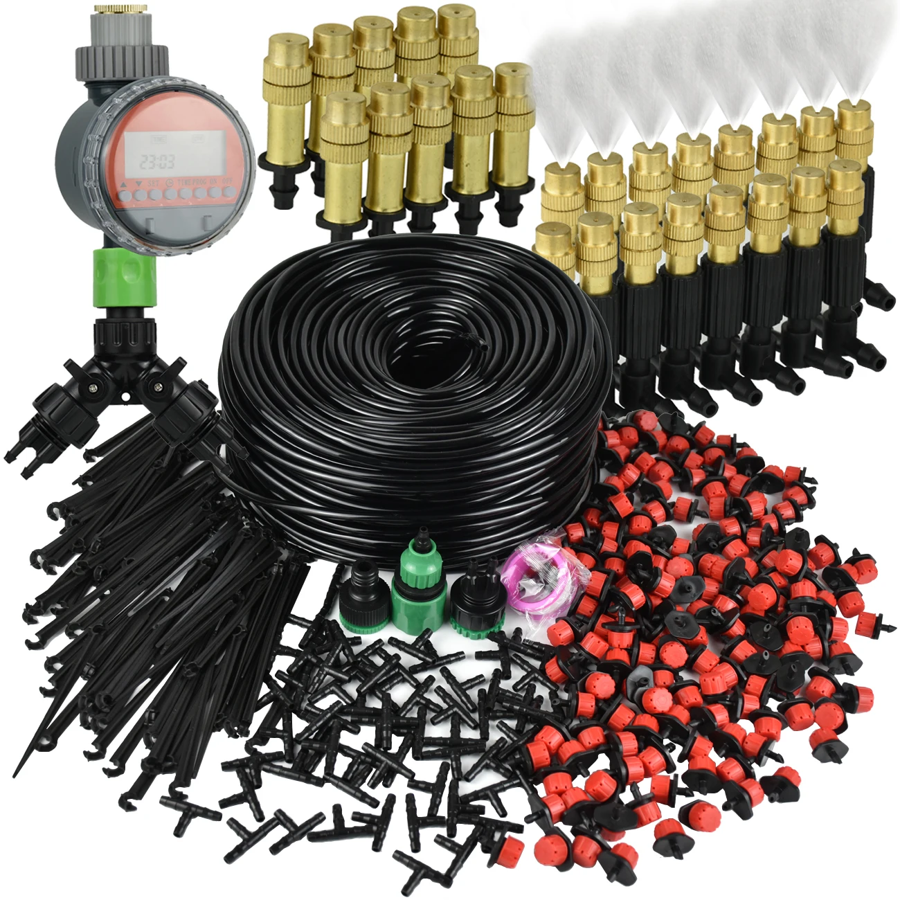 KESLA Outdoor 5M-30M Beschlagen Kühlung Garten Bewässerung Bewässerung System Kit 1/4'' Zerstäuber Düsen 4/7mm Schlauch Gewächshaus Terrasse – Detail 1