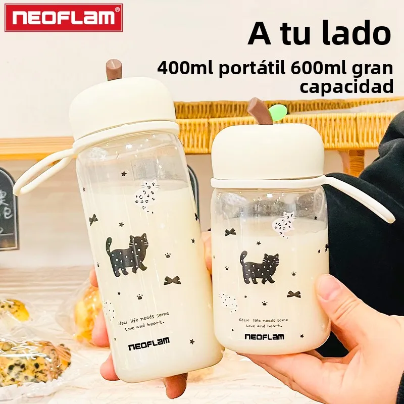 Vaso de Plástico Portátil Neoflam Summer Simple, Vaso Recto de Bolsillo para Estudiantes, Vaso de Mano con Diseño de Dibujos ...