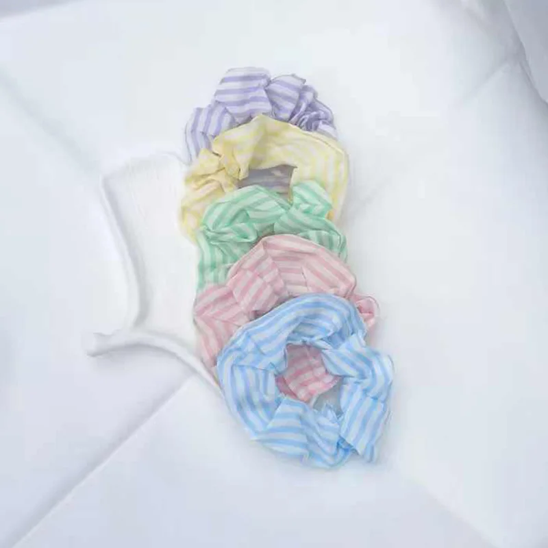 5PCS Minimally striped elastic headband hair accessory hair tie ponytail rope
