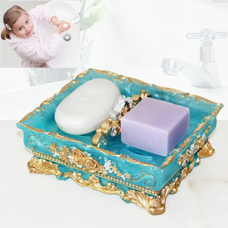 

New European Creative Resin Soap Box Punch-free Drain Soap Box Bathroom Shower Storage Tray Light Luxury Home Accessories