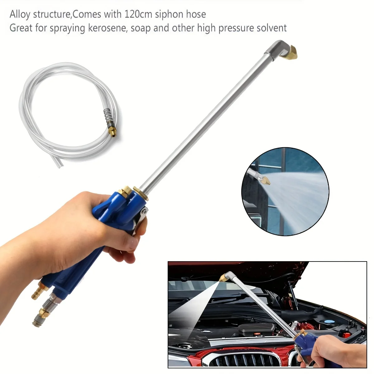 Air Blow Gun Pneumatic Engine Cleaning Gun with 4Feet Hose, Cleaning Degreaser Sprayer Tool