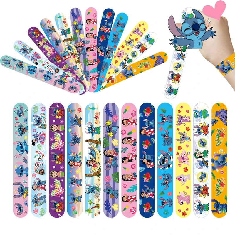 12PCS Lilo&Stitch Toys Stitch Bracelet Wristbands A Aariety Of Anime Doll Characters Children pat circle  Educational Birthday G