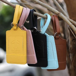 Fashion Portable PU Leather Luggage Tags Suitcase Address Label Baggage Boarding Bag Tag Anti Loss Pendants Travel Accessories