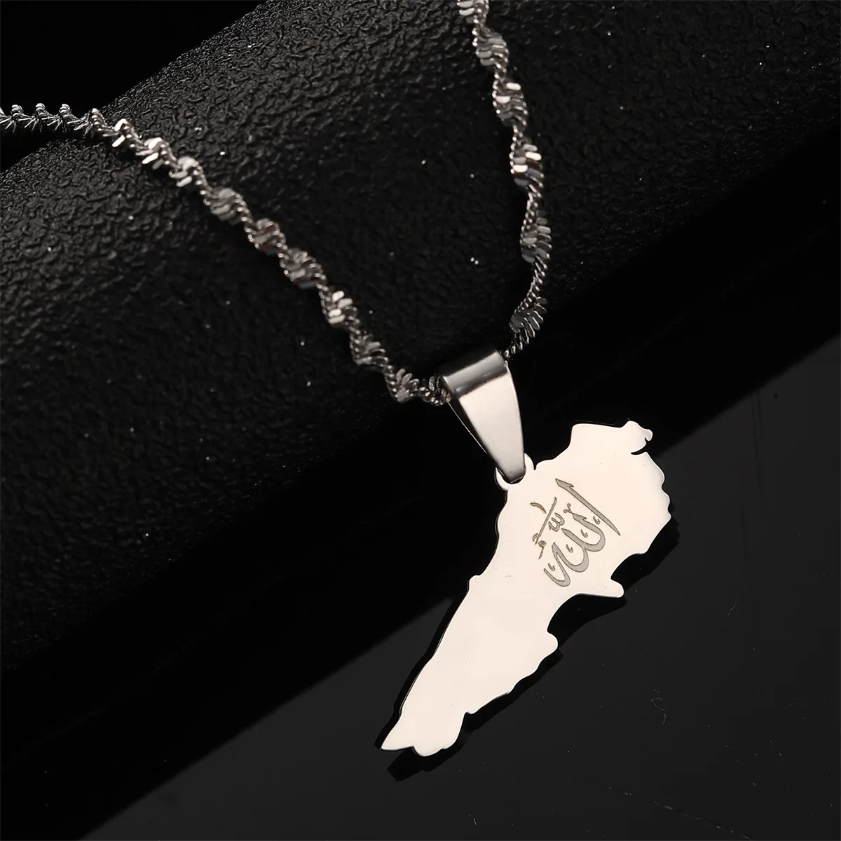 Liban Allah Pendants Silver Color Jewelry Lebanon Map Women Men Chain Necklaces