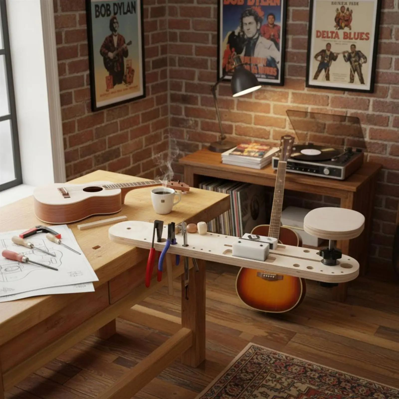 

Instrument Maintenance Table Thickened Board Guitar Repair Stand Music Tool Liftable Platform for Luthiers, Workshop