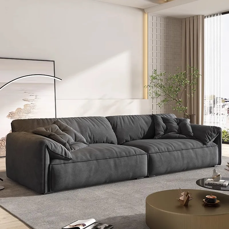 

Modern simple living room fabric sofa high-end small apartment straight row Italian minimalist elephant ear sofa