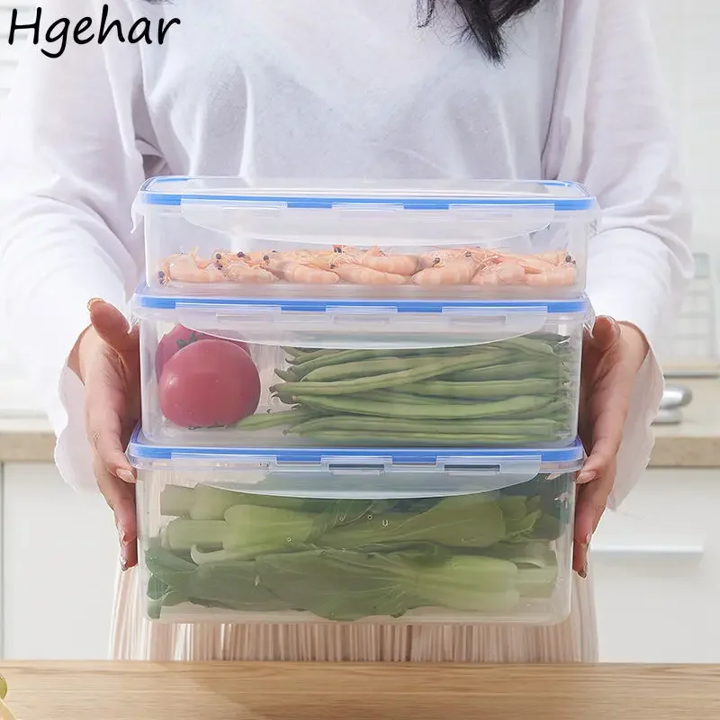 

Food Grade Storage Container Transparent Eggs Fruit Vegetable Cereal Sealed Case Washable Eco-friendly Crisper 3 Pcs