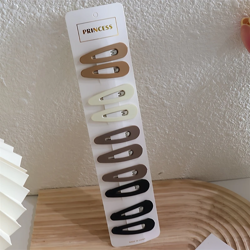 10 stücke Mode Kaffee Farbe Geometrische Waterdrop Platz Ornament Haar Clips Für Frauen Mädchen Süße Haarnadeln Kinder Haar Zubehör – Detail 8