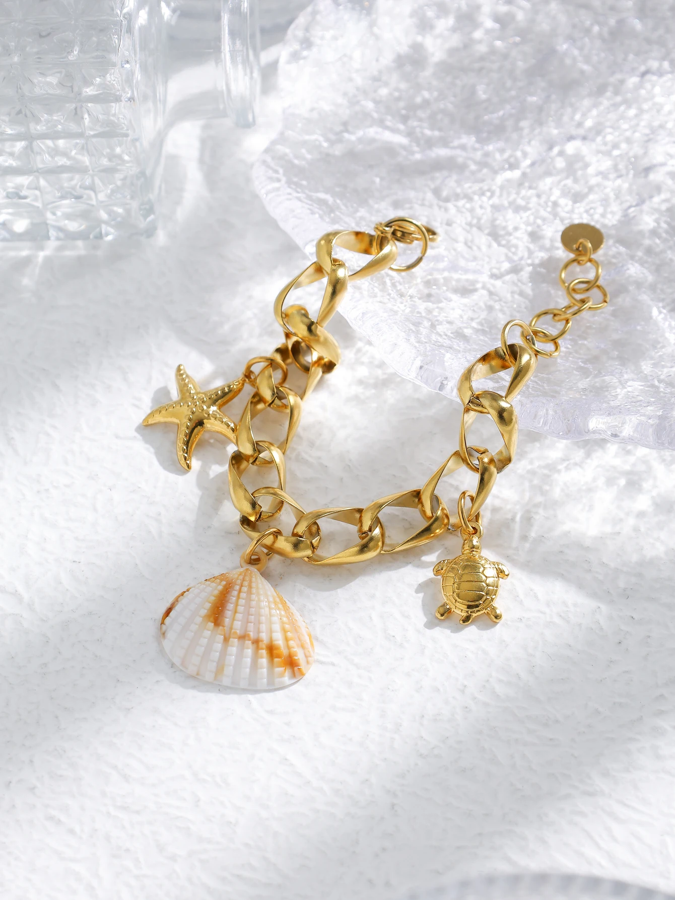 

Stainless Steel Starfish Shell Sea Turtle Pendant Bracelet Bohemian DIY Ocean Beach Bracelet Jewelry Suitable for Women Gift
