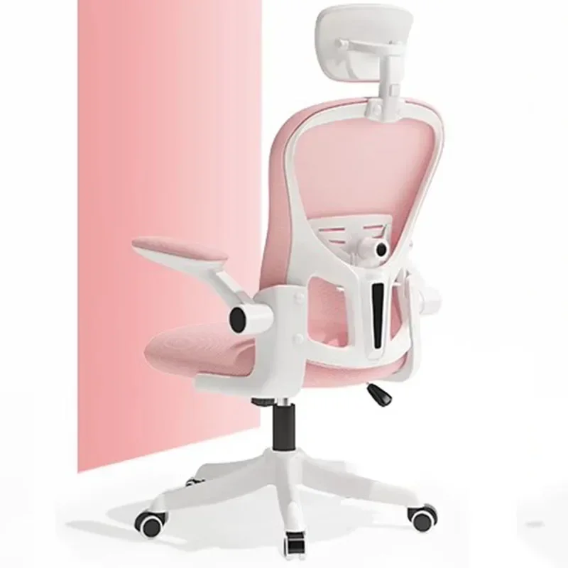 Support Casters Office Chair Girl Design Pink Mobile Office Chair Comfortable Fluffy Salon Chaise De Bureau Office Furniture