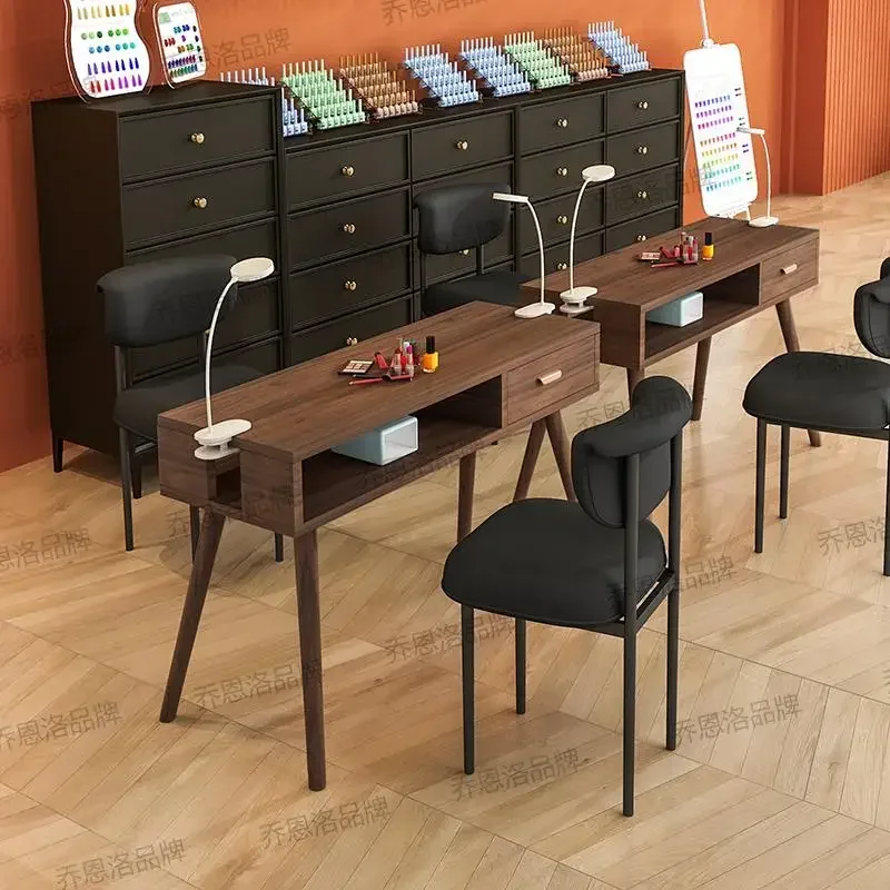 Minimalist design manicure table Wooden quality Waterproof aesthetic manicure table Light luxury makeup