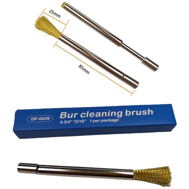 1Pcs/Box Stainless Steel Dental Bur Brush Telescopic Handle Gold Wire Bristles Cleaning Brush  Long Time Use