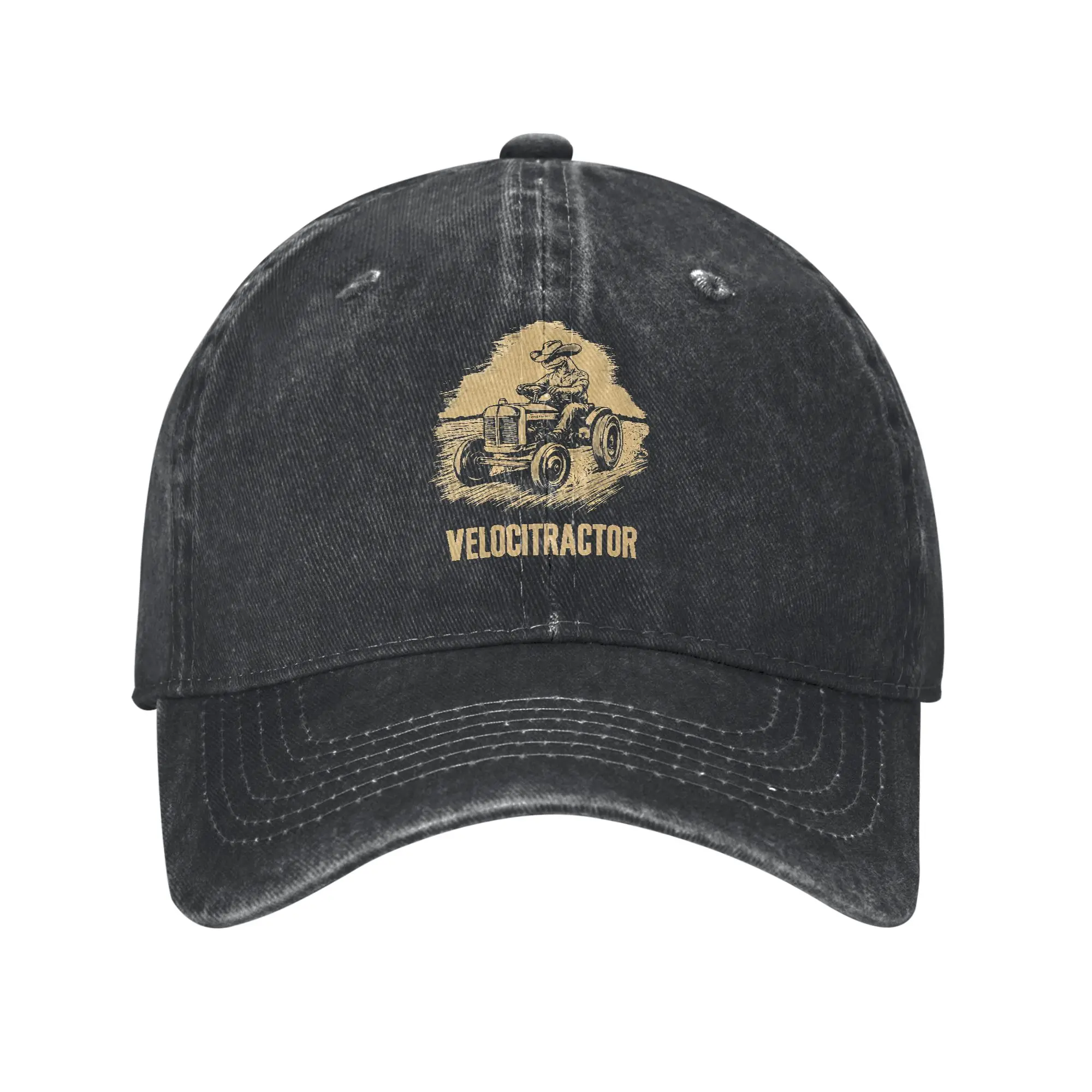 Velocitractor Funny Farm Vehicle  Baseball Cap Dinosaur  Meme Distressed Denim Cap Running Golf Unstructured Soft Sun Cap