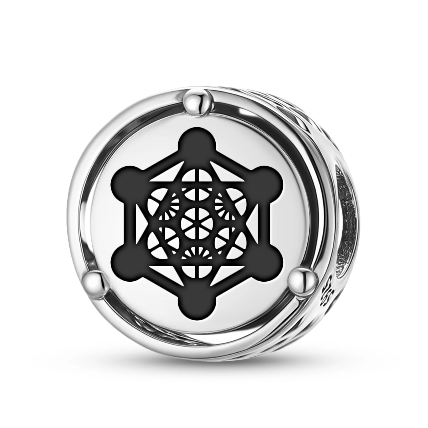 Sacred Geometry Metatron’s Cube 925 Sterling Silver Symbol Charm Fit Original Bracelet Diy Jewelry Accessories Family Bead