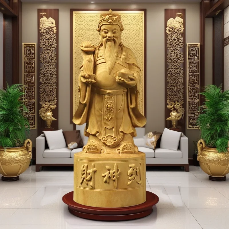 

Статуя натурального Кипариса Бога богатства - китайский характерный декор для дома, гостиной, офиса, украшение для сбора богатства