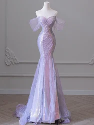 FIBRA-Robe de Soirée de Luxe à Paillettes pour Femme, Tenue de Bal Sirène, à Lacets, Nouvelle Collection, 2023