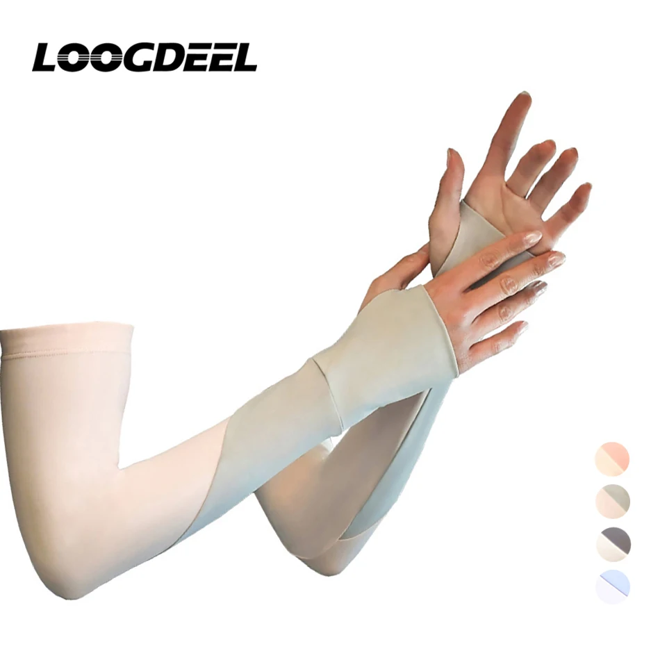 

LOOGDEE 1Pair Arm Sleeves Breathable Ice Fabric Sports Cuff Women Men UV Sun Protection Running Cycling Driving Sleeves Guard