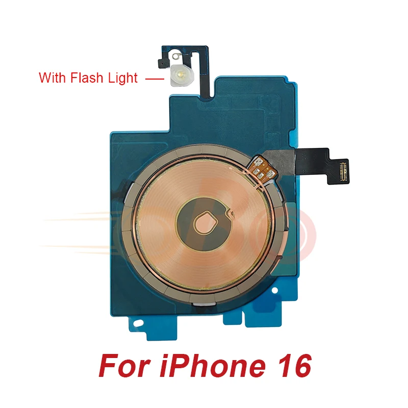 Wireless Charging Coil Sticker With Flash light Flex Cable For iPhone 14 15 16 Plus Pro Max Promax Wireless Charger Repair (1PC) image 2