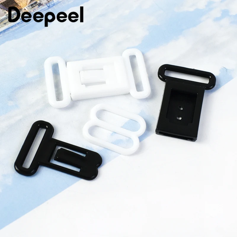 50/100Sets Deepeel 12.5mm Plastic Adjustable Buckle Underwear Bikini O Ring Hook Bow Tie Clip Connector Clasp Sewing Accessories