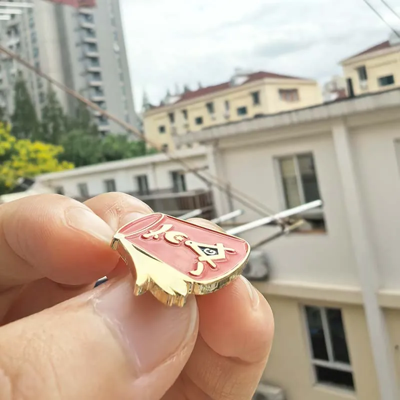 

100pcs Shriner Brooch Hat Freemasonry Soft Enamel Square Compass Lapel Pin Metal Badge