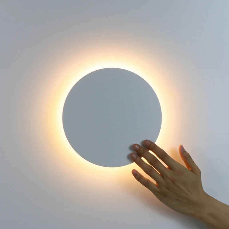 

Modern Minimalist Black White Touch Sensor Wall Lamp Color Circular RGB LED Light Corridor Bedroom Living Room Lighting Fixtures