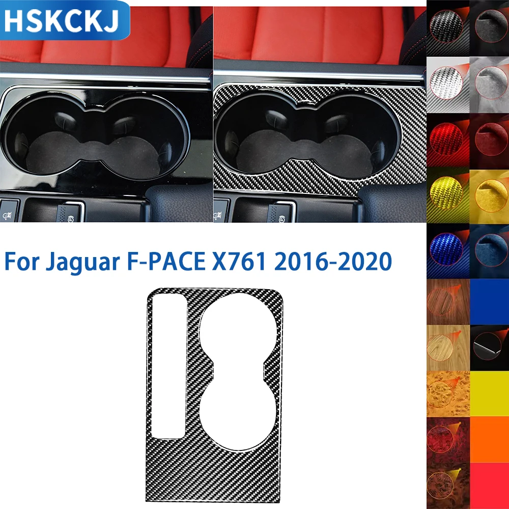 

For Jaguar F-PACE 2016 2017 2018 2019 2020Car Accessories Carbon Fiber Center Console Cup Holder Panel Trim Sticker Modification