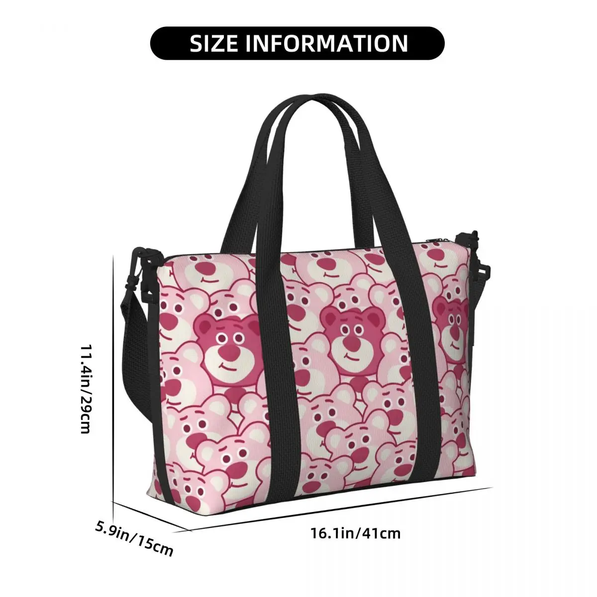 مخصص لوسو البقالة حمل حقيبة تسوق المرأة سعة كبيرة لطيف الدب رياضة حقائب السفر الشاطئ #4