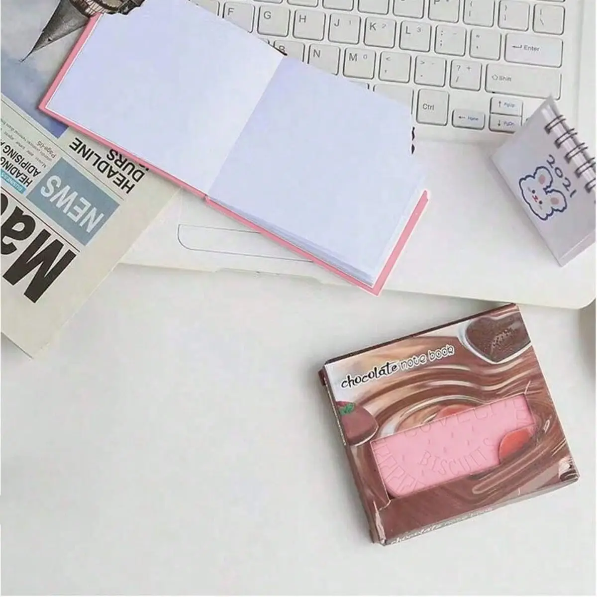 1 Cookie Notebook (Pink round cookie/Pink Bite Mark Cookie) Ideas come with scent Students creative chocolate sticky notes