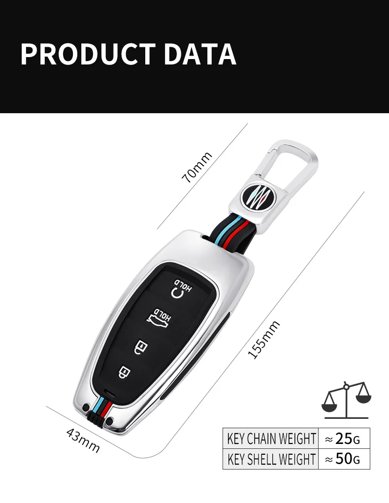 Car Key Holder Case Cover For Hyundai Tucson Solaris Sonata Hybrid NEXO NX4 Santafe Dn8 4 Buttons 2020 2021 2022 Accessories