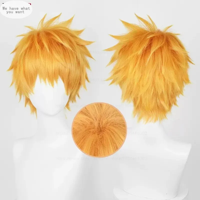 

Kurosaki Ichigo Cosplay Wig Anime Kunigami Rensuke Orange Short Heat Resistant Synthetic Hair Halloween Party Wigs + Wig Cap