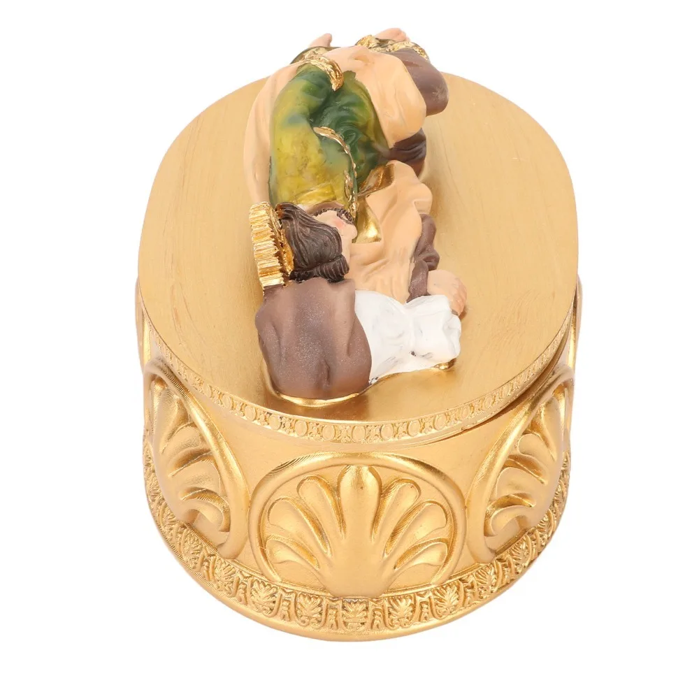 2pcs Resin Rosary Jewelry Box Hand-Painted Gold Catholic Decorative Box 5.8 Inches Exquisite Workmanship Saint Statue Box