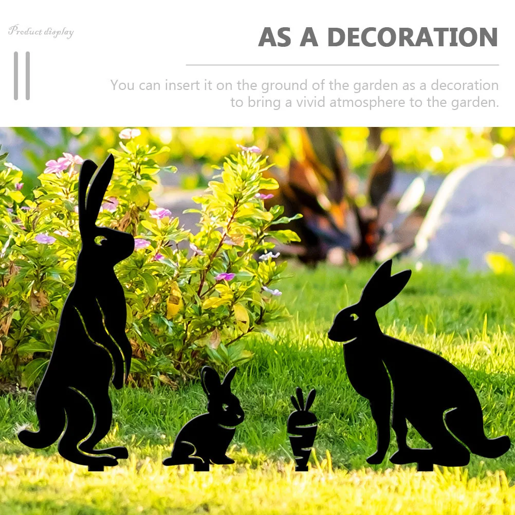 

Набор из 4 прочных акриловых декоративных кроликов для сада и двора, для украшения газона и наружного пространства, садовые указатели-кролики