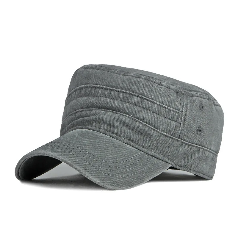 Hat Men Fishing Retro Do Old Wash Jeans Big Head Bib Flat Top Hat Outdoor Casual Tie-In Female Cap Trend European And N Style