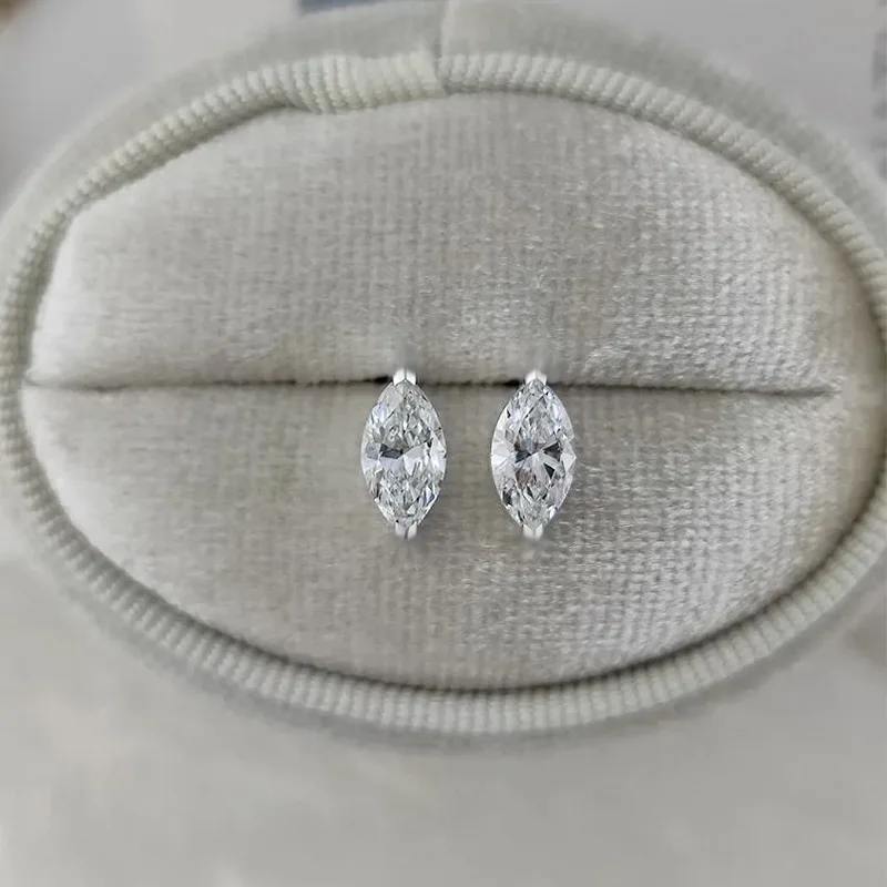 New 100% S925 silver 4 * 8mm mini horse eye high-end small earrings fashionable and elegant women's earrings wedding jewelry