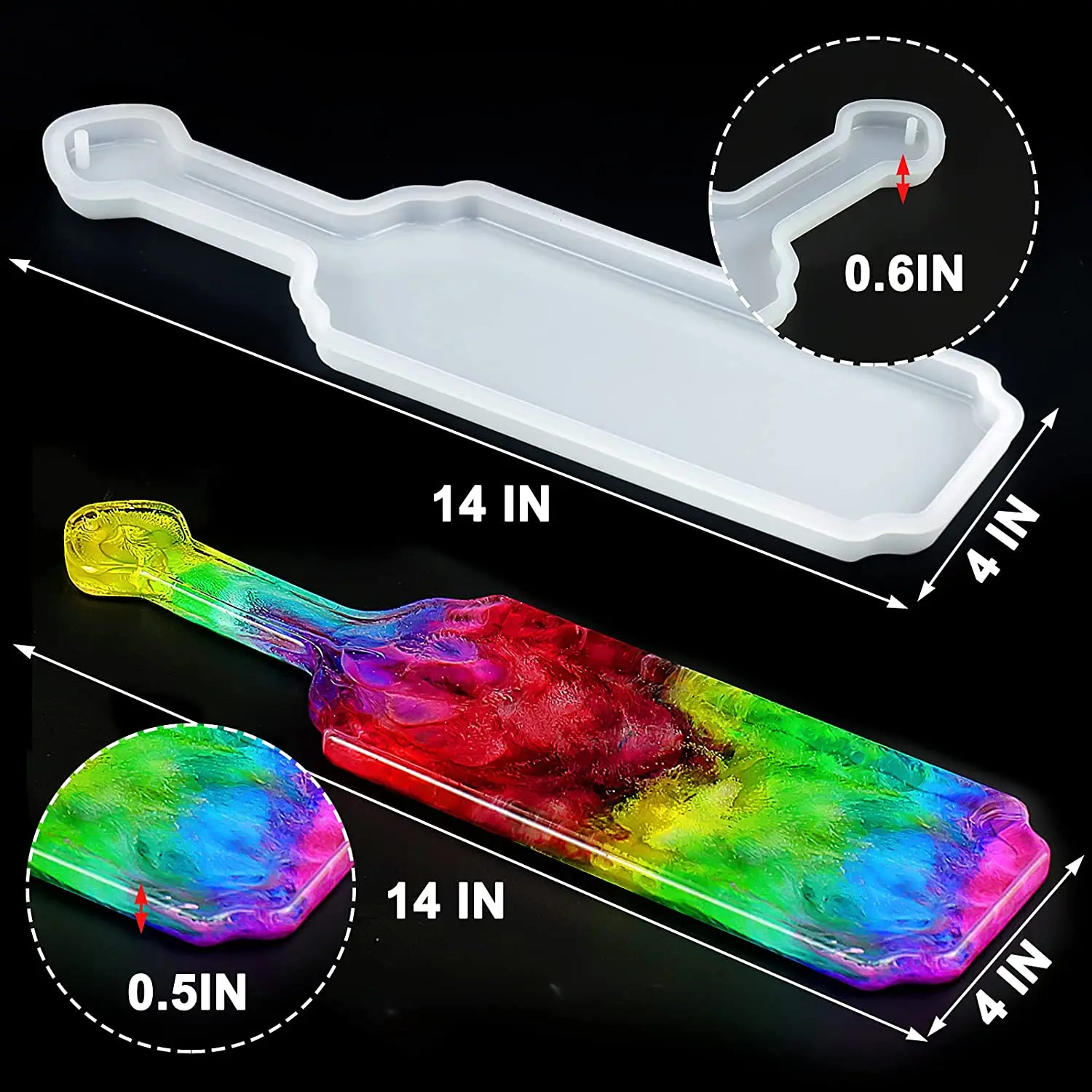 14 Inch Resin Paddle Mold, Silicone Paddle Molds, Large Epoxy Resin Casting Tray Mold, DIY Hanging Decoration Resin Mold