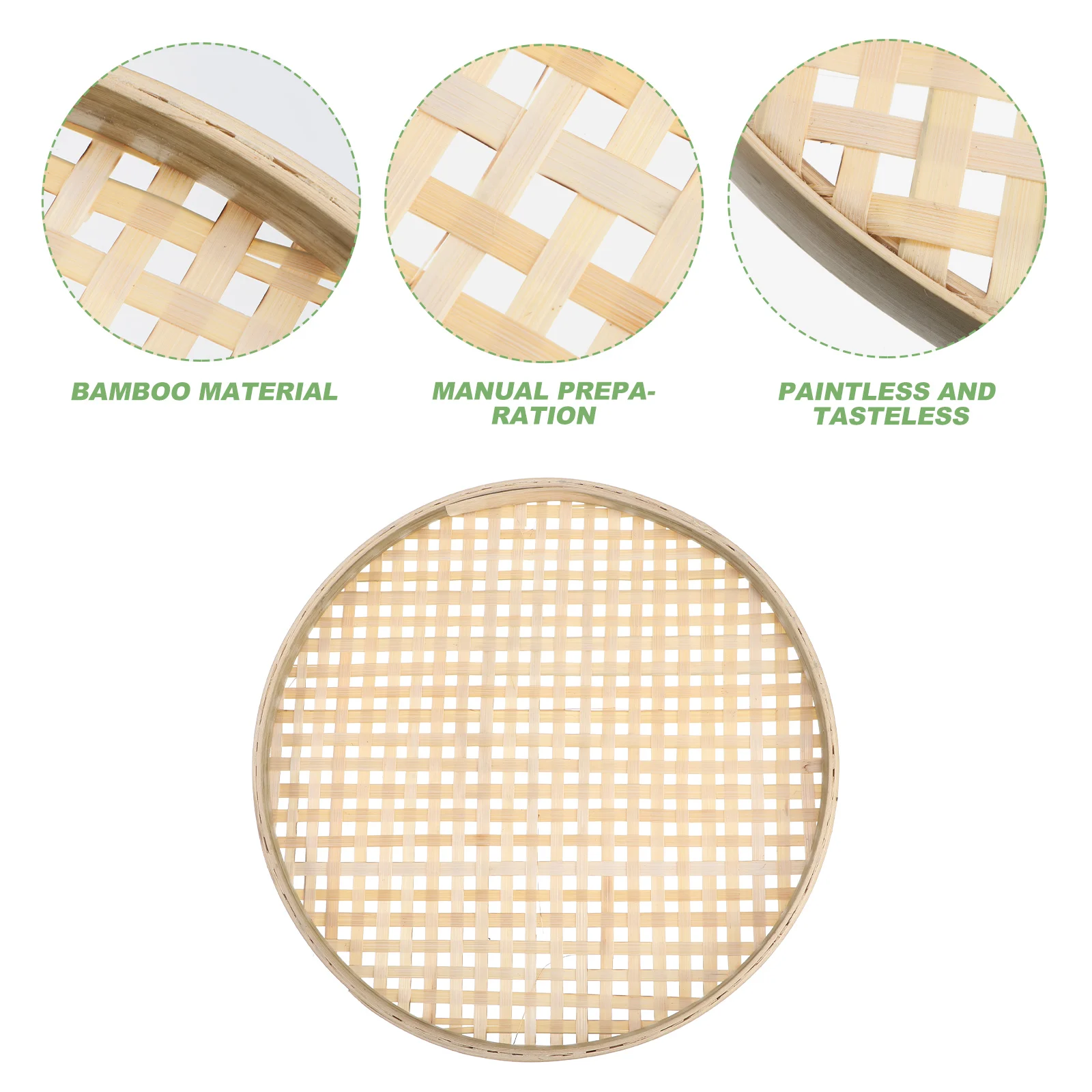 

Bamboo Woven Low Basket Sieve Kitchen Strainer Fruit Box Snack Tray Candy Case Party Favor Gift Storage Display