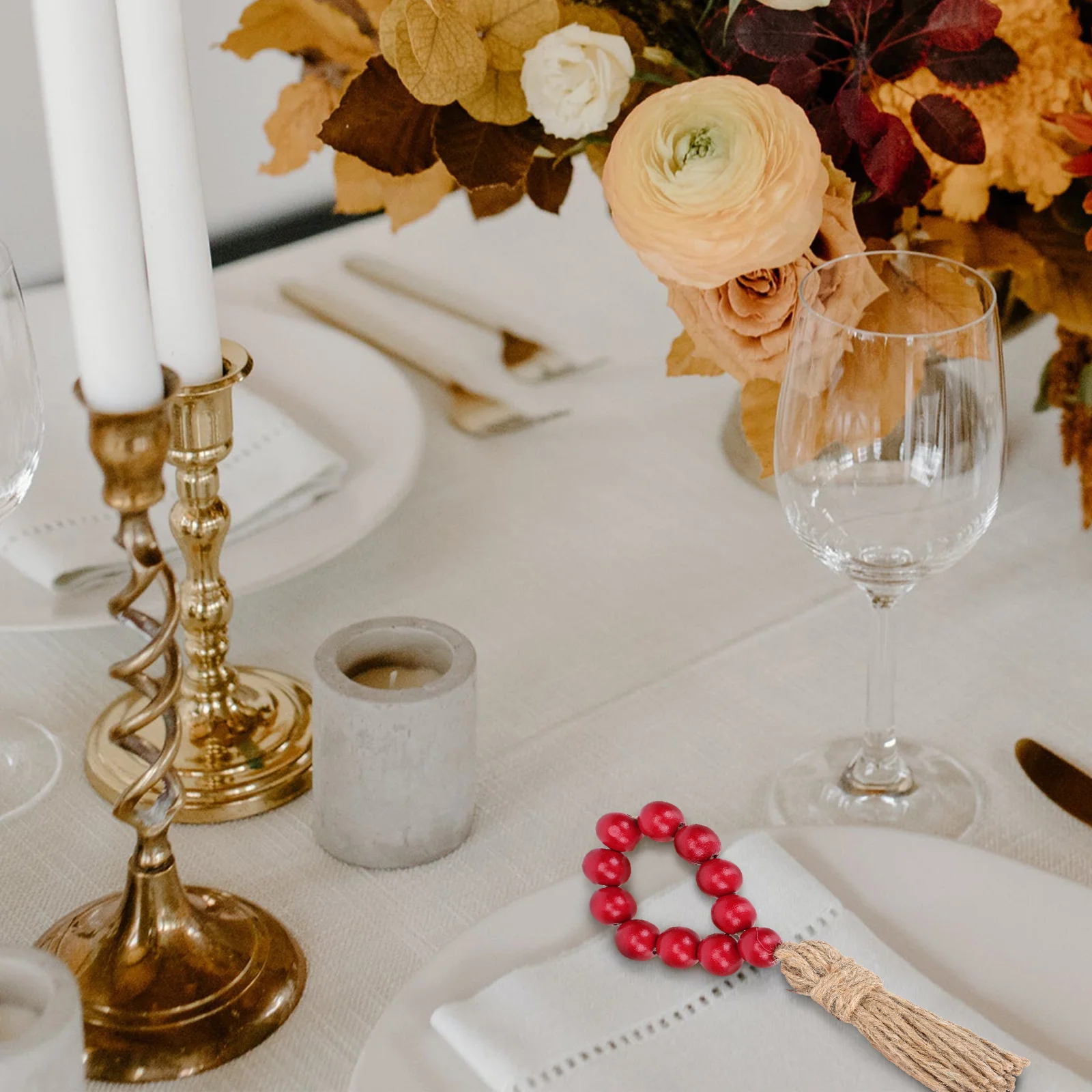 

4 Pcs Wooden Bead Napkin Rings Clip Hug Napkins Stick to Table Hoops for Cloth Servetring Shape Tassel Decor Buckle Beaded Trim