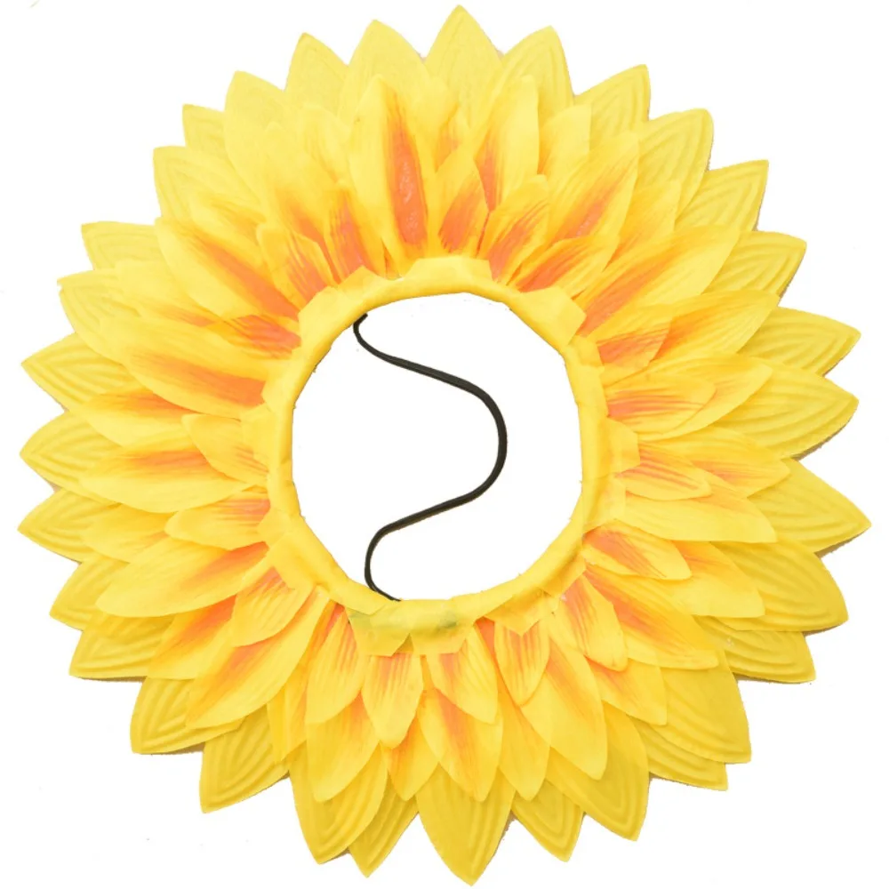 

42cm Sunflower Headgear Funny Unisex Performance Props Yellow Sunflower Hat Hood For Dance Party Festival Games Teens Adults